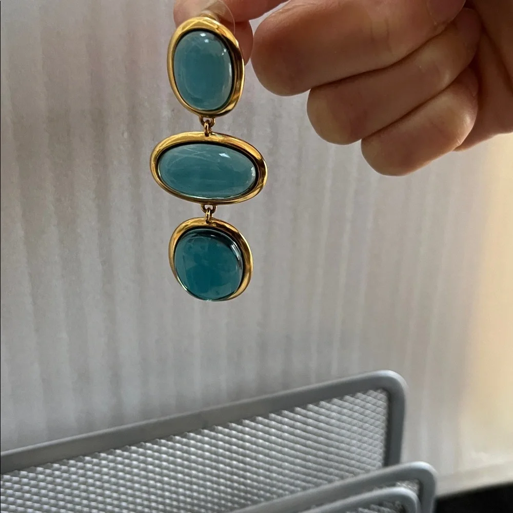 J.Crew Acetate Aqua Blue Drop Earrings - Picture 6 of 6